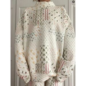 Christmas Holiday quilted mockneck sweatshirt